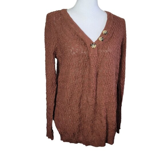 Maurices Cardigan Sweater Brown Buttons Womans Large Knit Layering Office - Picture 4 of 10